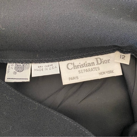 VTG Christian Dior Separates Wool Blazer and Skirt Suit Set Black Size 12 - Picture 14 of 16